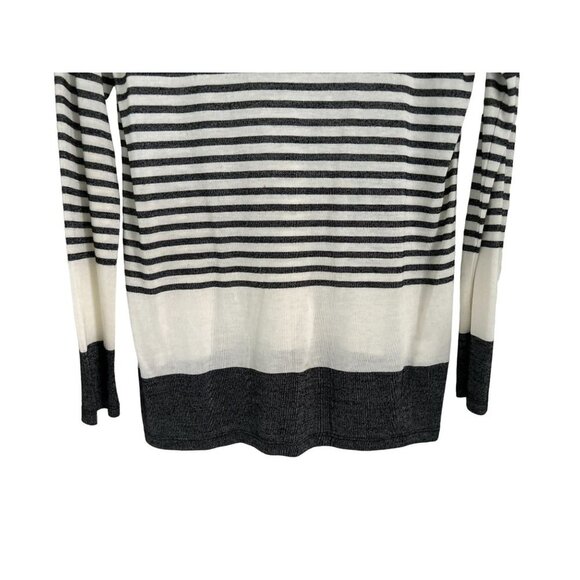 VINCE Deep Crewneck Top Oversized Shirt Knitted White Blue Stripes  Size XSmall - Picture 7 of 8
